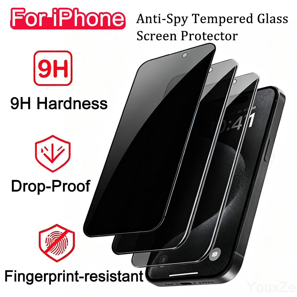 Anti Spy Privacy Glass Case - 3 قطع من الزجاج المقوى المضاد