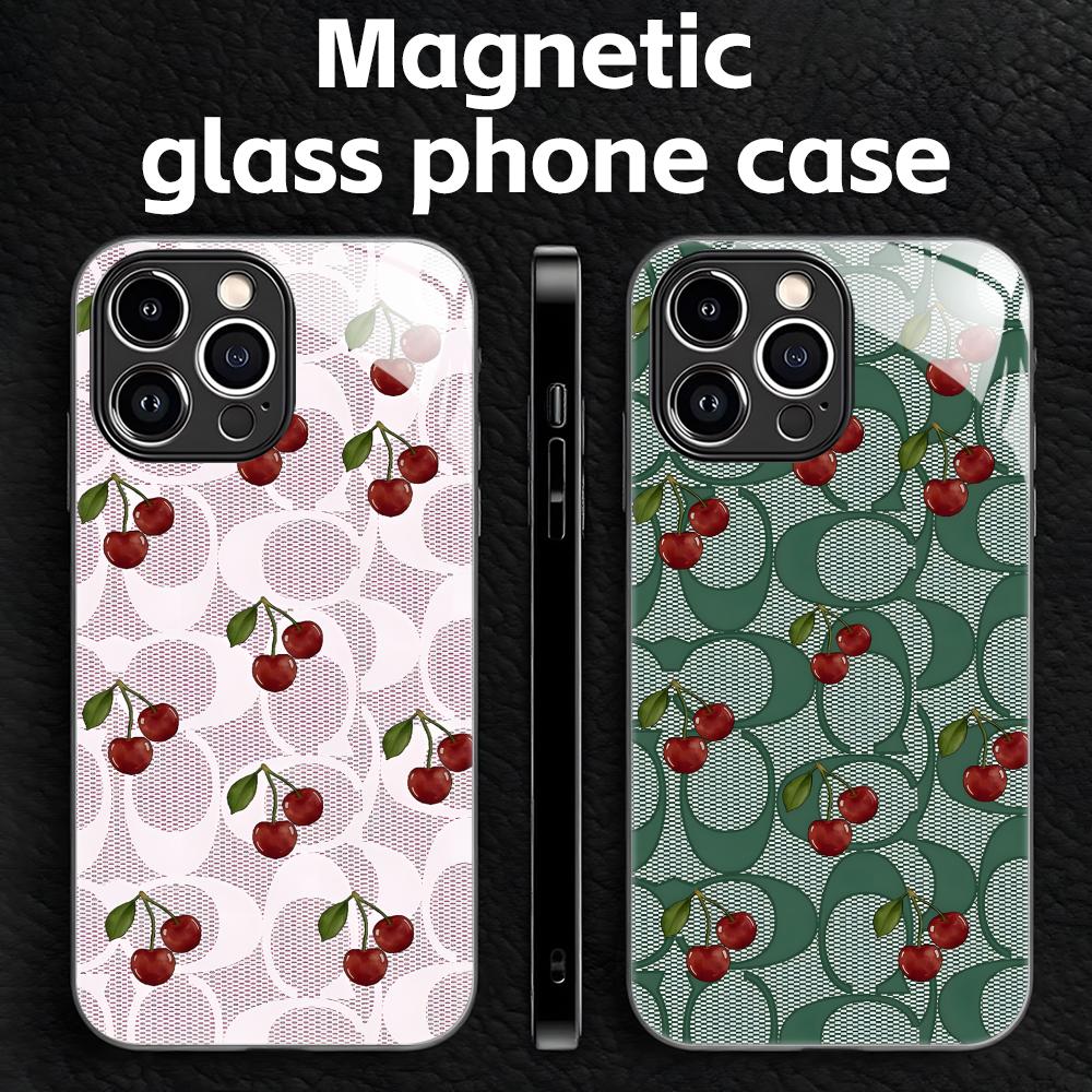 Screen Protectors - غطاء هاتف فاخر بنقشة الكرز لأجهزة