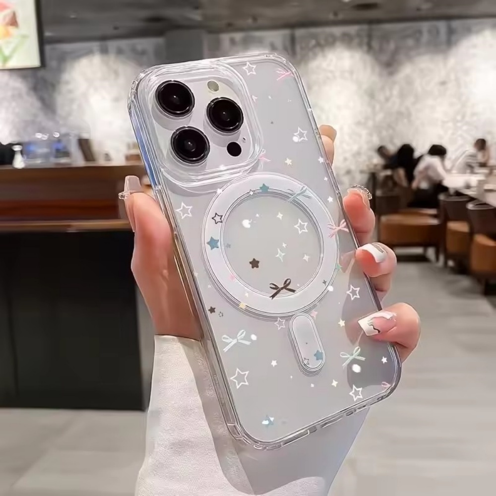 Clear Shockproof Bumper Case - غطاء هاتف شفاف بطباعة نجوم وقوس