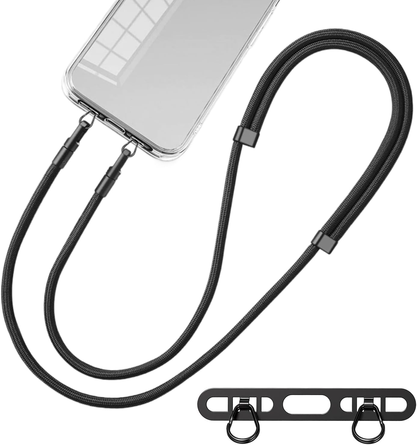 Crossbody Lanyard Neck Strap Case - حبل الهاتف الخليوي، حلقة ثقب بإبزيم