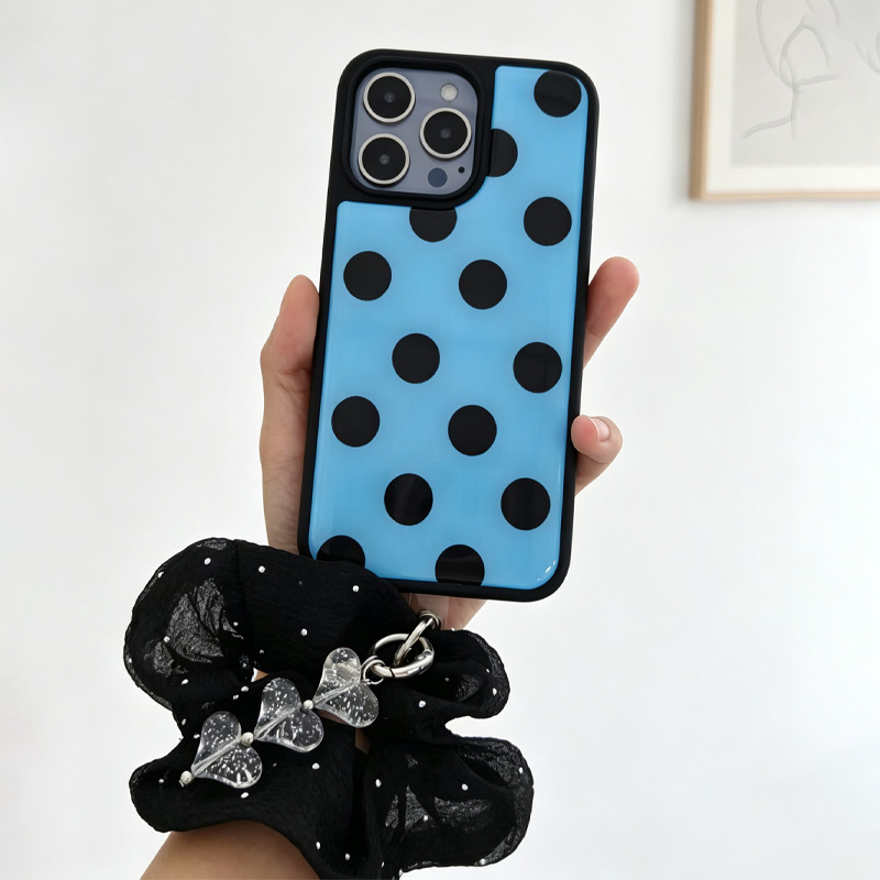 Clear Shockproof Bumper Case - غطاء هاتف أزرق وأسود منقط مع