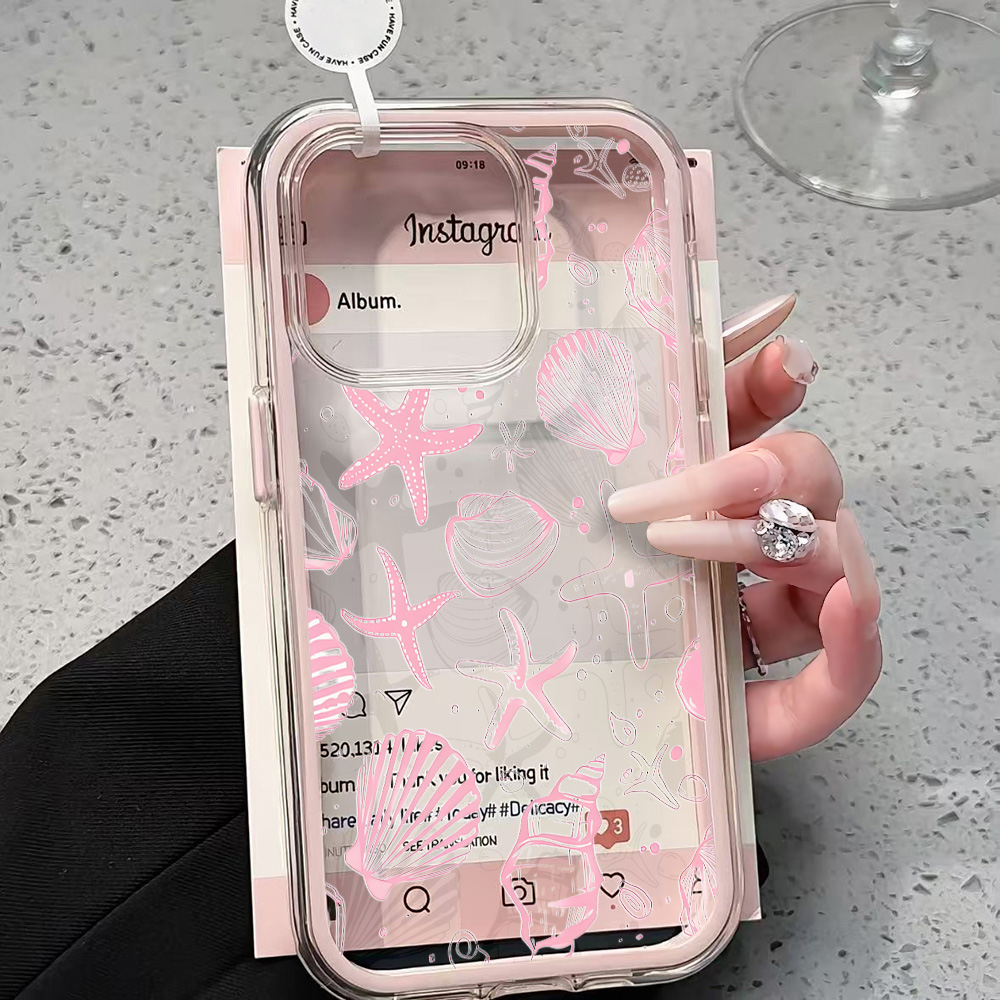 Clear Shockproof Bumper Case - غطاء هاتف شفاف بتصميم صدفة البحر