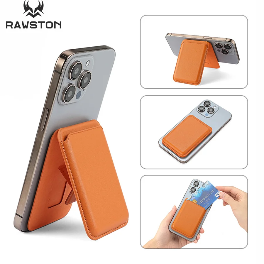 Leather Wallet Card Holder Phone Cover - حافظة جلدية مغناطيسية بمسند لهاتف آيفون