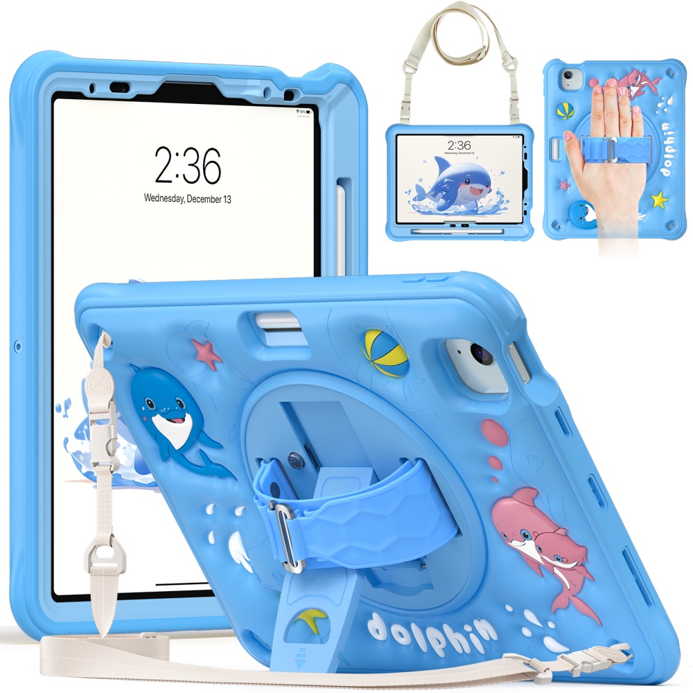 Cute Cartoon Wrist Strap Silicone Case - غطاء حماية لطيف للأطفال لجهاز آيباد
