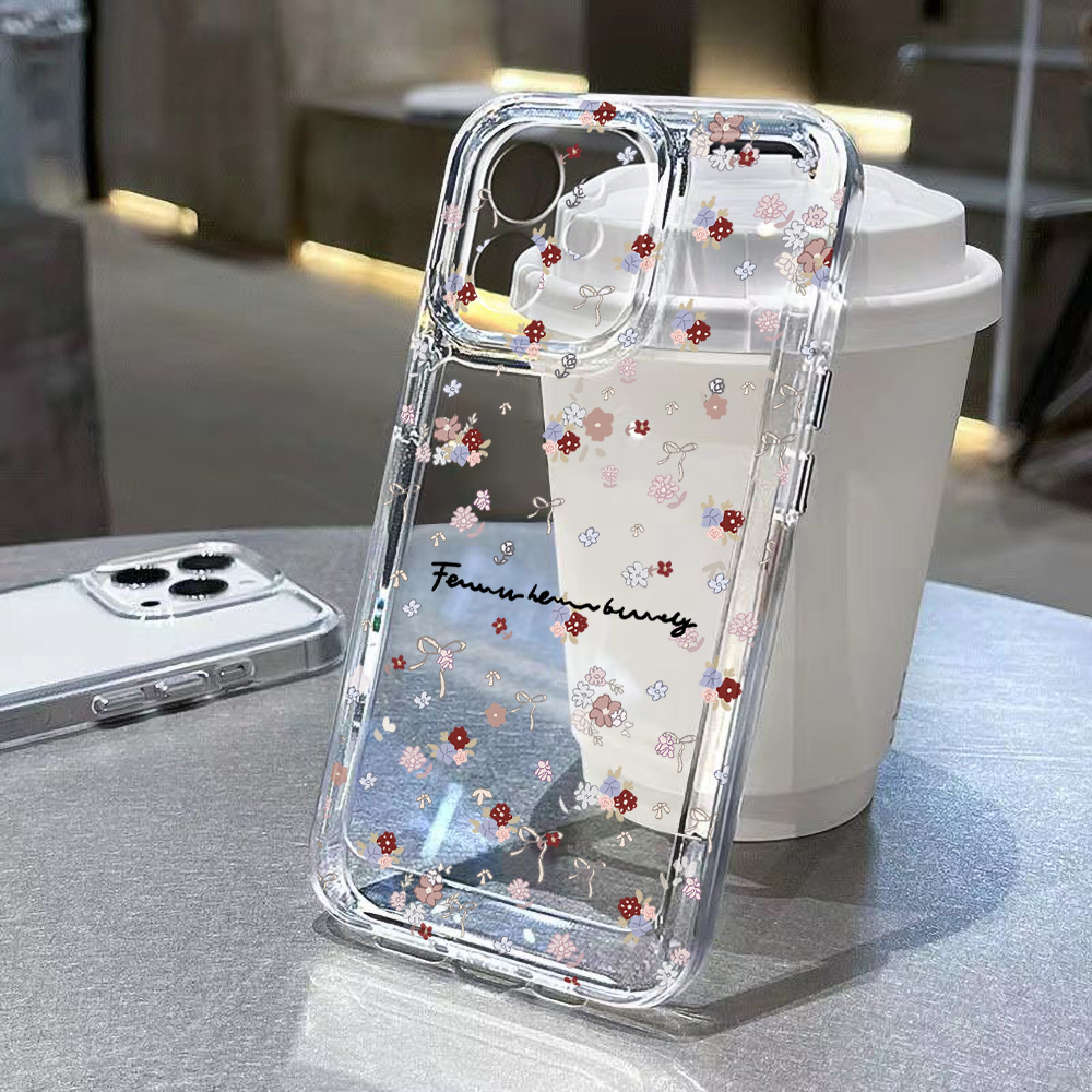 Clear Shockproof Bumper Case - جراب هاتف بتصميم زهور صغير لهواتف