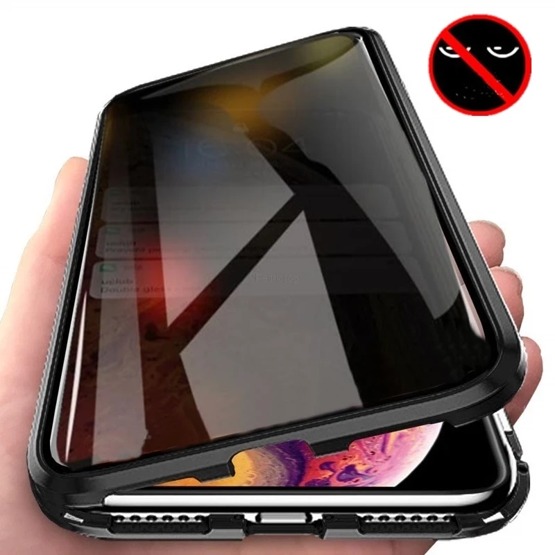 Anti Spy Privacy Glass Case - غطاء حماية معدني مغناطيسي مع زجاج