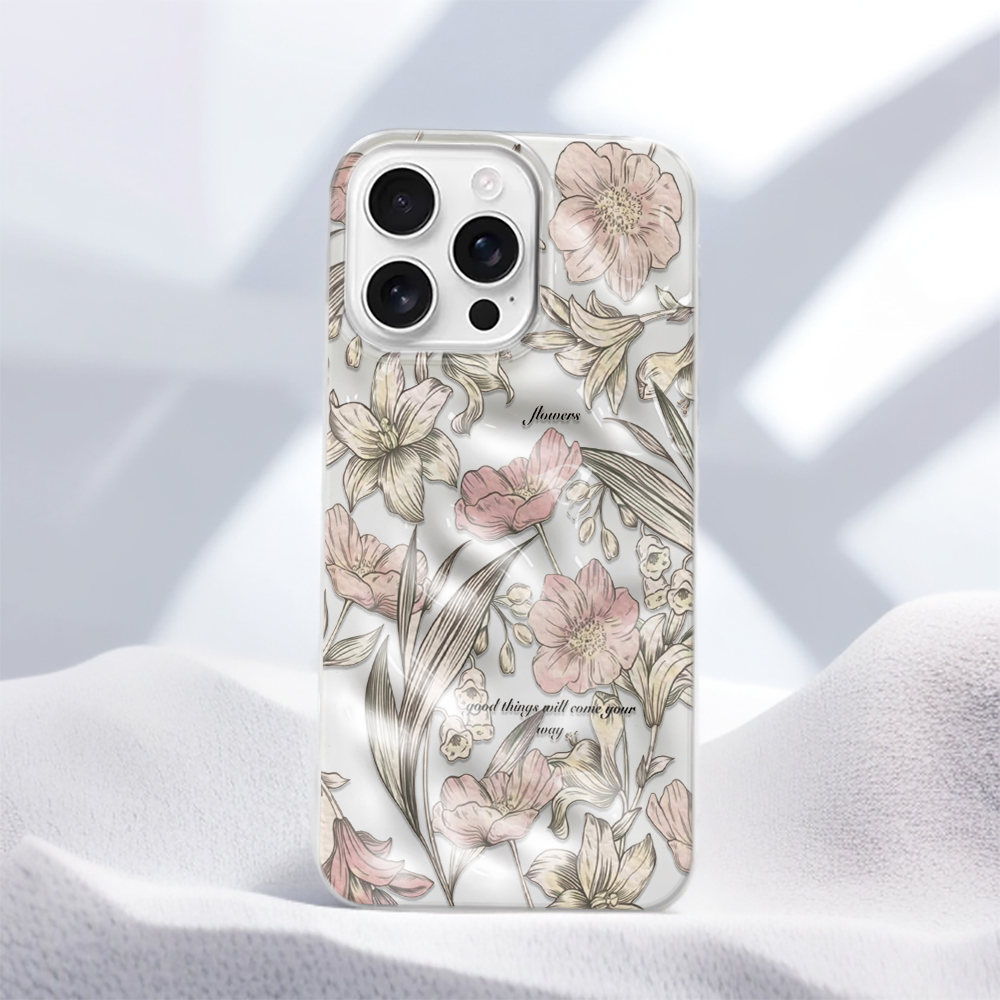 Vintage Floral Pattern Soft Case - غطاء هاتف ناعم من مادة TPU
