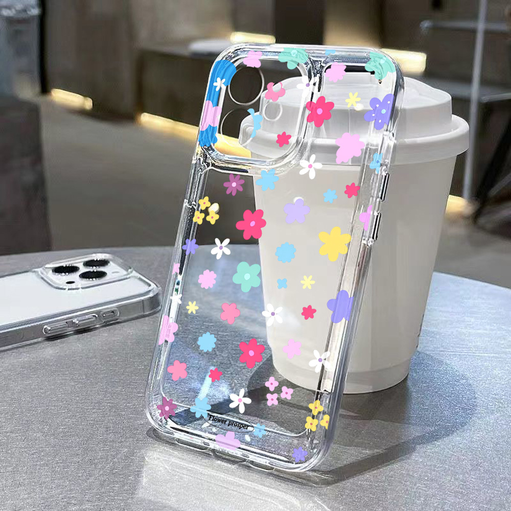 غطاء هاتف شفاف بتصميم زهور ملو - مراجعة Clear Shockproof Bumper Case وسعره