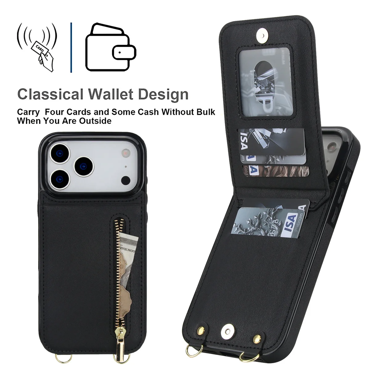 Crossbody سستة المحفظة حامل بط - مراجعة Leather Wallet Card Holder Phone Cover وسعره
