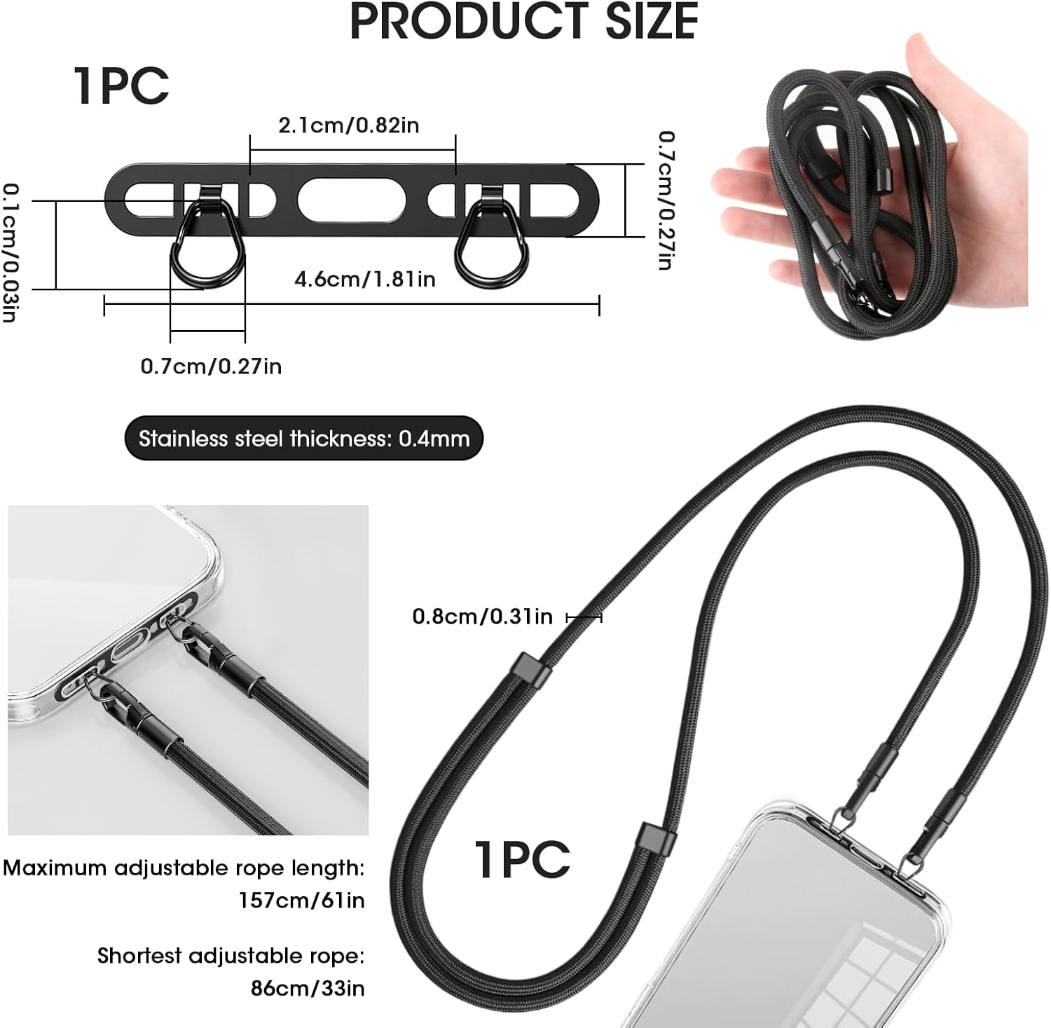 حبل الهاتف الخليوي، حلقة ثقب ب - مراجعة Crossbody Lanyard Neck Strap Case وسعره