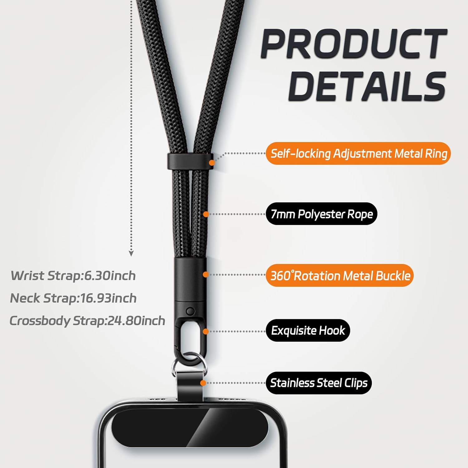 حبل هاتف عالمي مع مشبك مطور مض - مراجعة Crossbody Lanyard Neck Strap Case وسعره