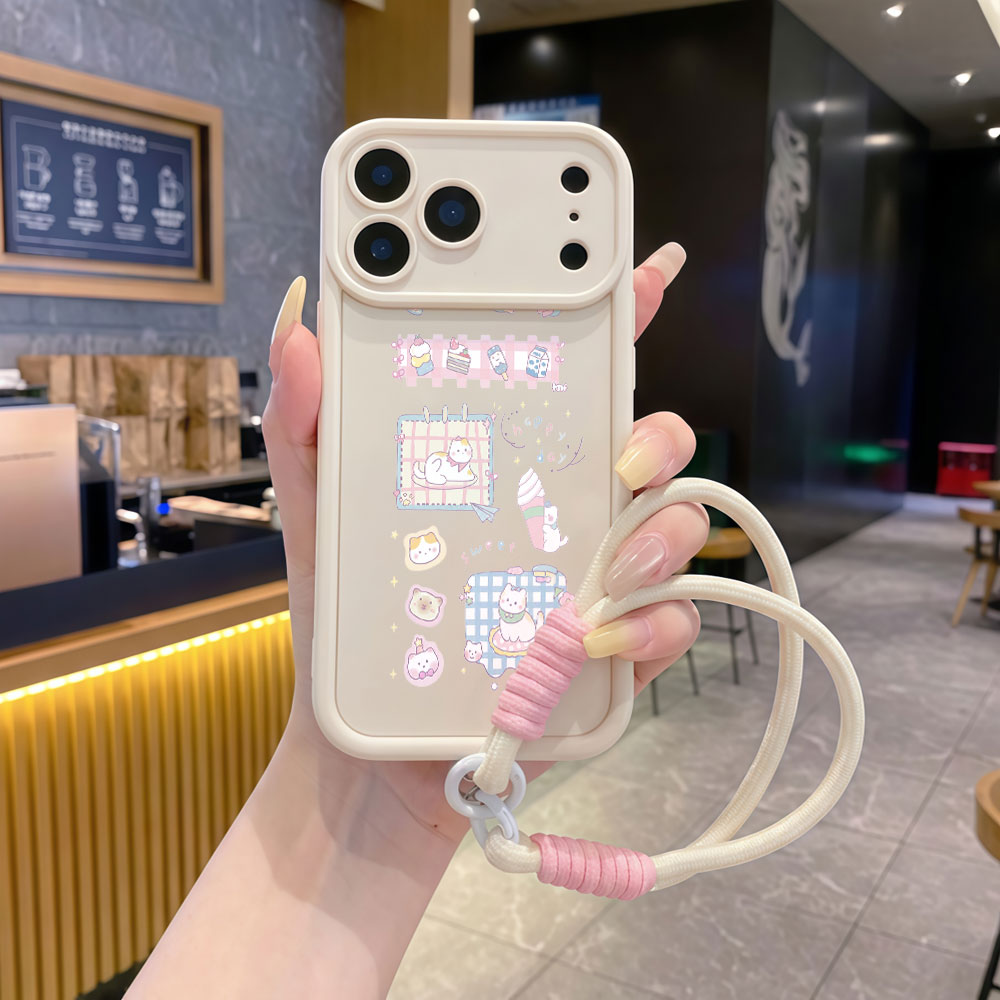 حافظات هواتف بحزام معصم وحبل ت - مراجعة Cute Cartoon Wrist Strap Silicone Case وسعره