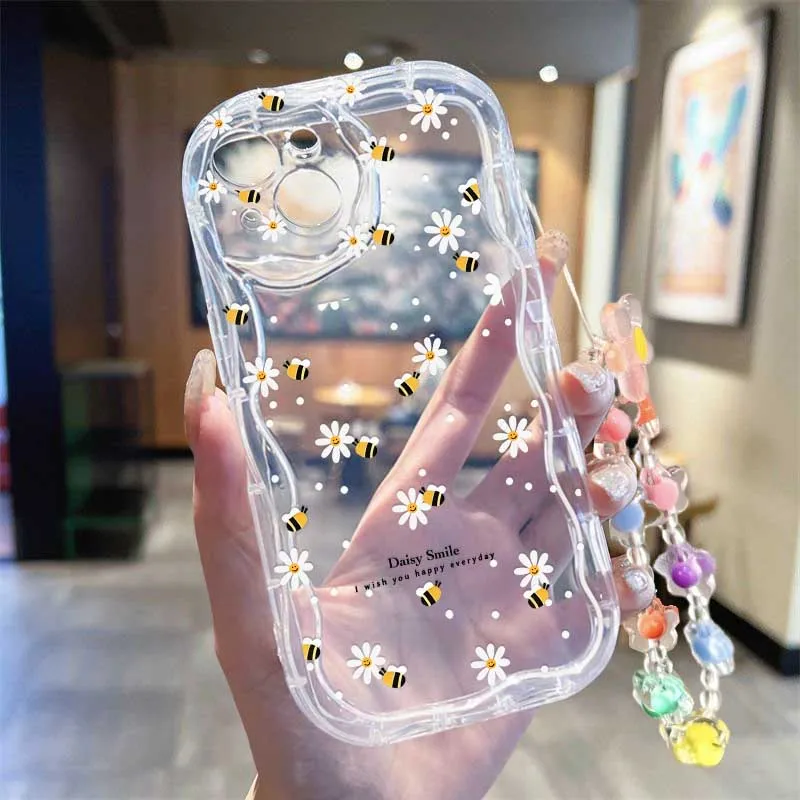 حافظة معصم بتصميم نحلة زهرة وا - مراجعة Cute Cartoon Wrist Strap Silicone Case وسعره