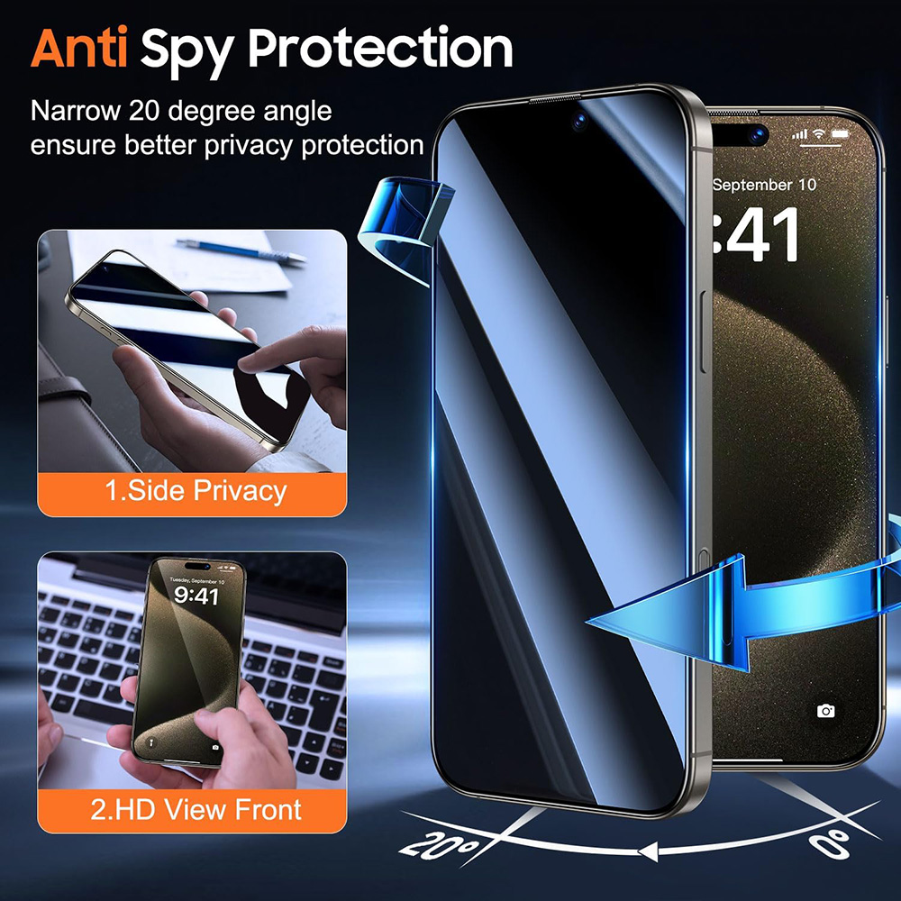 4 قطع زجاج مقوى مضاد للتجسس له - مراجعة Anti Spy Privacy Glass Case وسعره