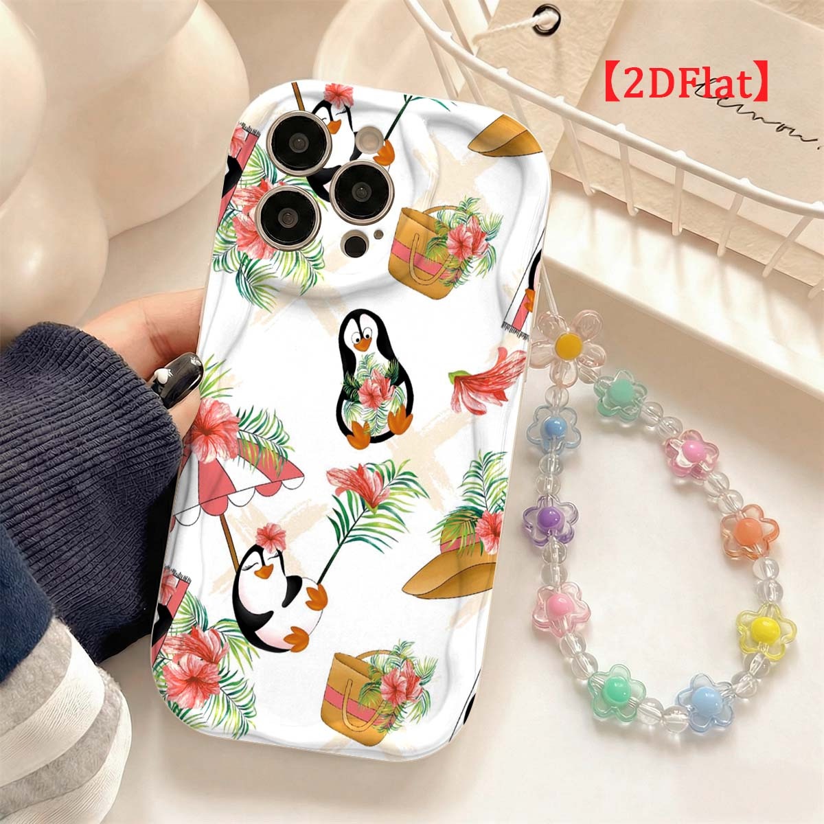 غطاء هاتف لطيف بتصميم البطريق  - مراجعة Cute Cartoon Wrist Strap Silicone Case وسعره